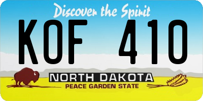 ND license plate KOF410