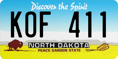 ND license plate KOF411