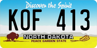 ND license plate KOF413