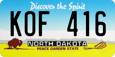 ND license plate KOF416