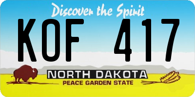 ND license plate KOF417