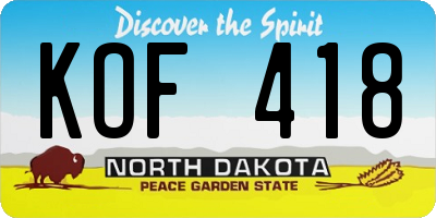 ND license plate KOF418