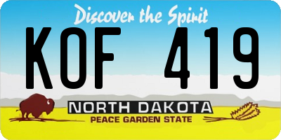 ND license plate KOF419