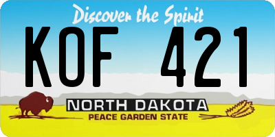 ND license plate KOF421
