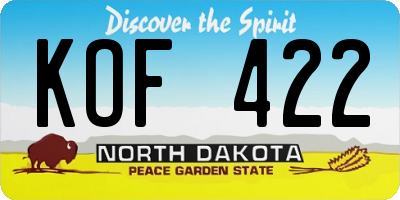 ND license plate KOF422