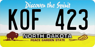 ND license plate KOF423
