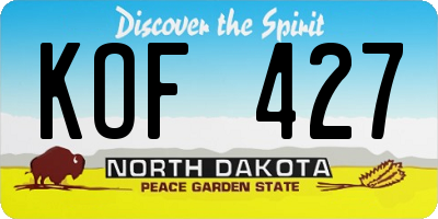 ND license plate KOF427