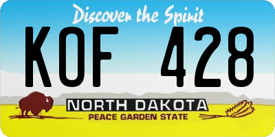 ND license plate KOF428