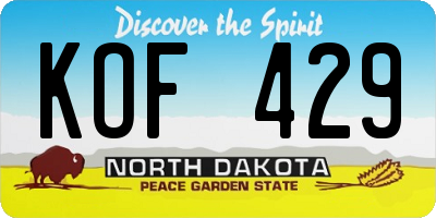 ND license plate KOF429