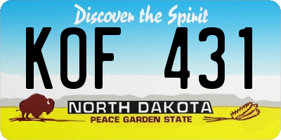 ND license plate KOF431