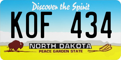 ND license plate KOF434