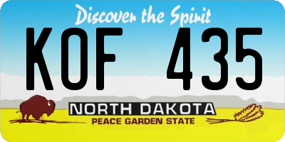 ND license plate KOF435