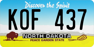 ND license plate KOF437