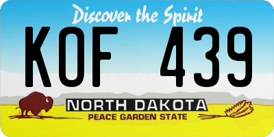 ND license plate KOF439