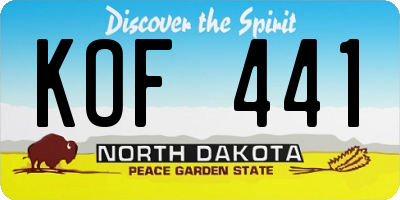 ND license plate KOF441