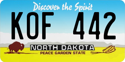 ND license plate KOF442