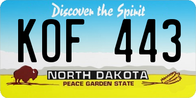 ND license plate KOF443