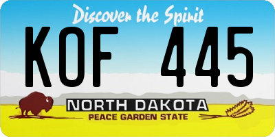 ND license plate KOF445