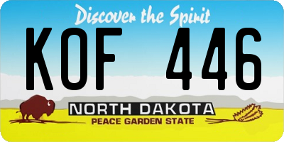 ND license plate KOF446