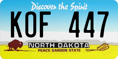 ND license plate KOF447