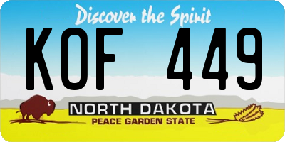 ND license plate KOF449