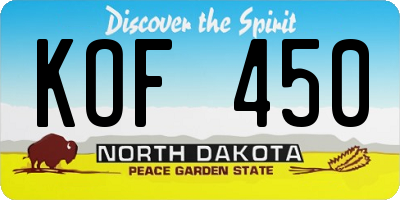 ND license plate KOF450