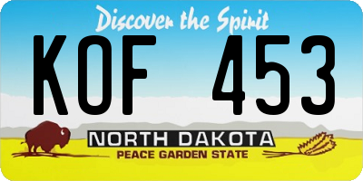 ND license plate KOF453