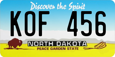 ND license plate KOF456