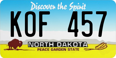ND license plate KOF457