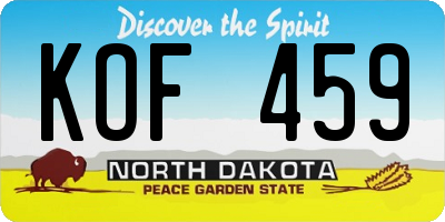 ND license plate KOF459