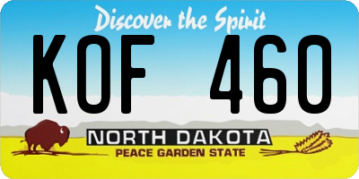 ND license plate KOF460