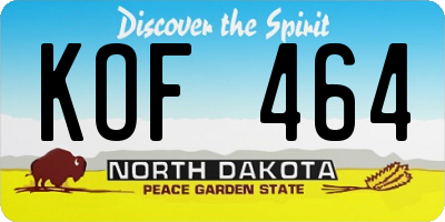 ND license plate KOF464