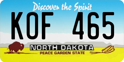 ND license plate KOF465