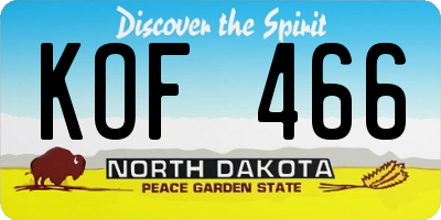 ND license plate KOF466
