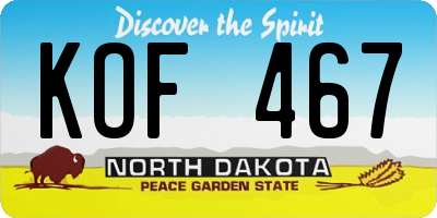 ND license plate KOF467