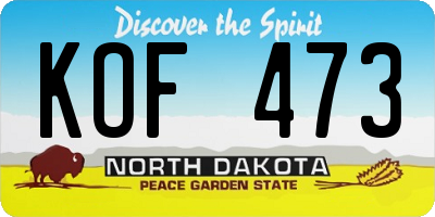 ND license plate KOF473