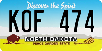 ND license plate KOF474