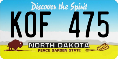 ND license plate KOF475