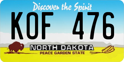 ND license plate KOF476