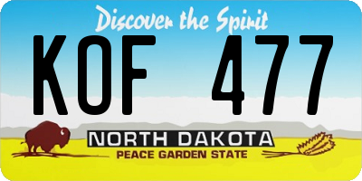 ND license plate KOF477