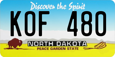 ND license plate KOF480