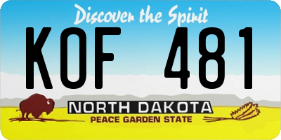 ND license plate KOF481