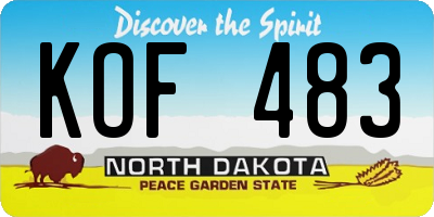 ND license plate KOF483