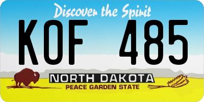 ND license plate KOF485