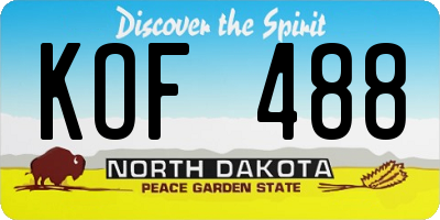 ND license plate KOF488