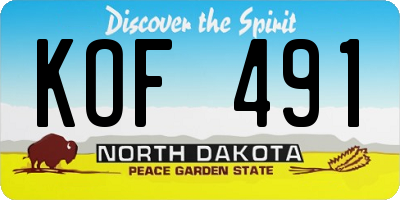 ND license plate KOF491