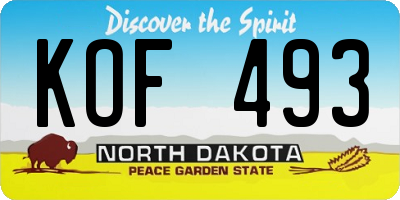 ND license plate KOF493