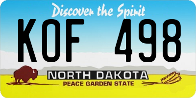 ND license plate KOF498