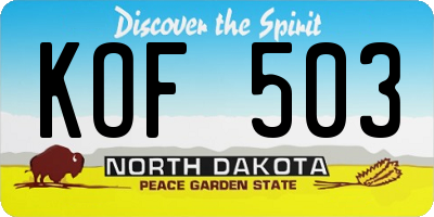 ND license plate KOF503