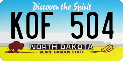 ND license plate KOF504
